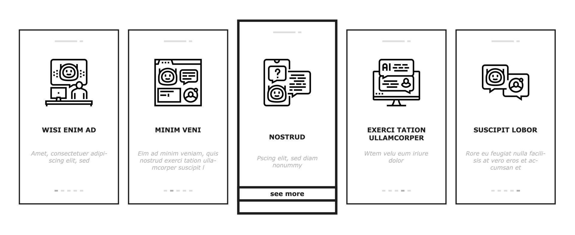 babbelen bot robot onderhoud online onboarding pictogrammen reeks vector