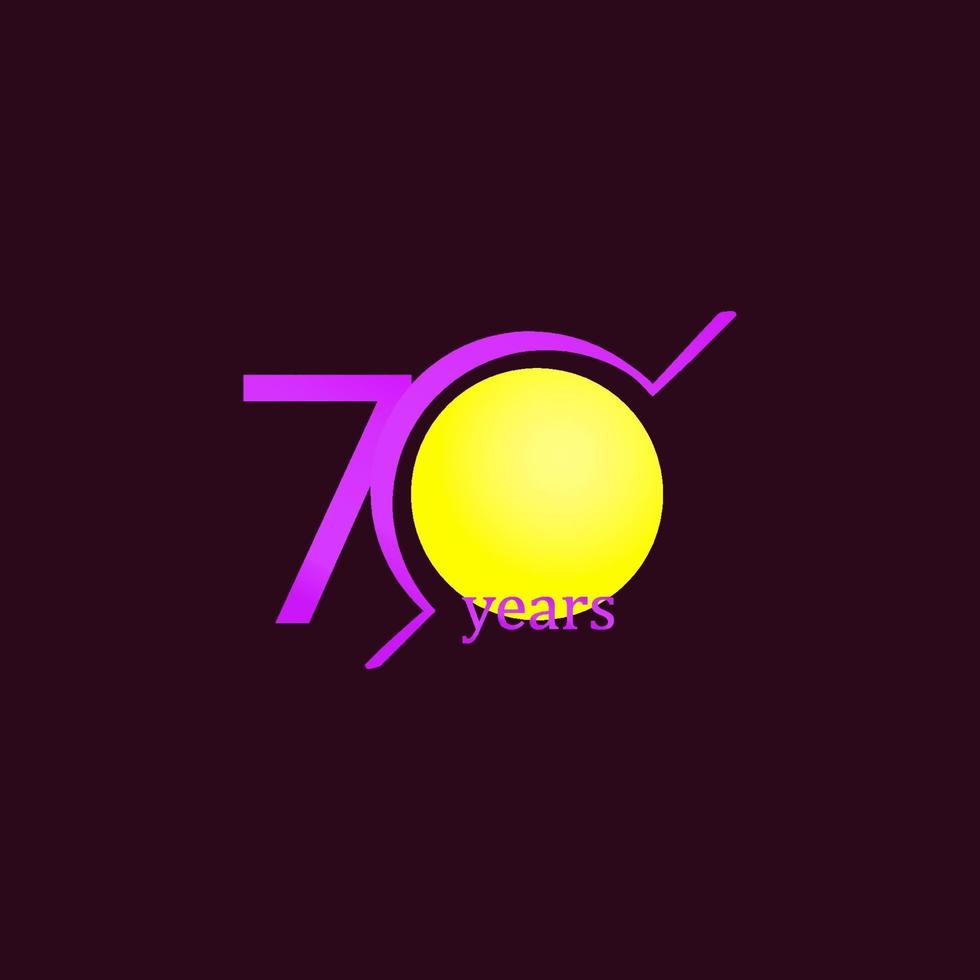 70 jaar verjaardag viering cirkel paarse vector sjabloon ontwerp illustratie