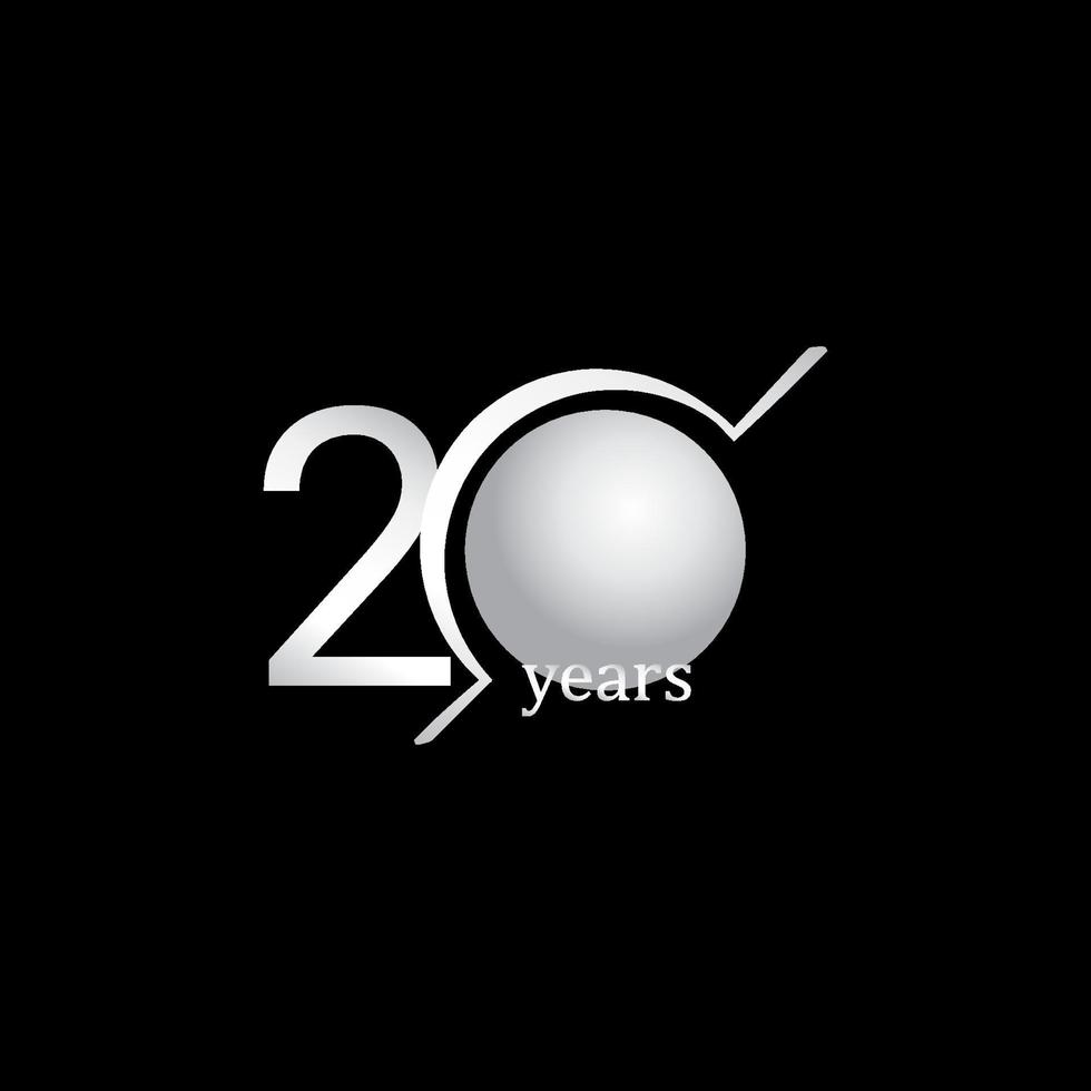 20 jaar verjaardag viering cirkel witte vector sjabloon ontwerp illustratie