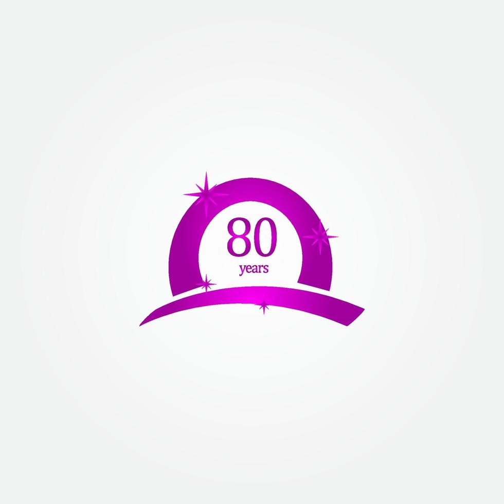 80 jaar verjaardag viering paarse vector sjabloon ontwerp illustratie