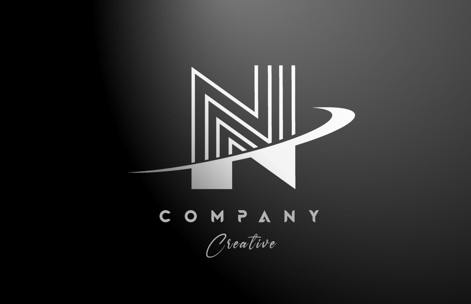 zwart wit n alfabet brief logo icoon ontwerp met zucht. creatief lijn sjabloon voor bedrijf en bedrijf vector