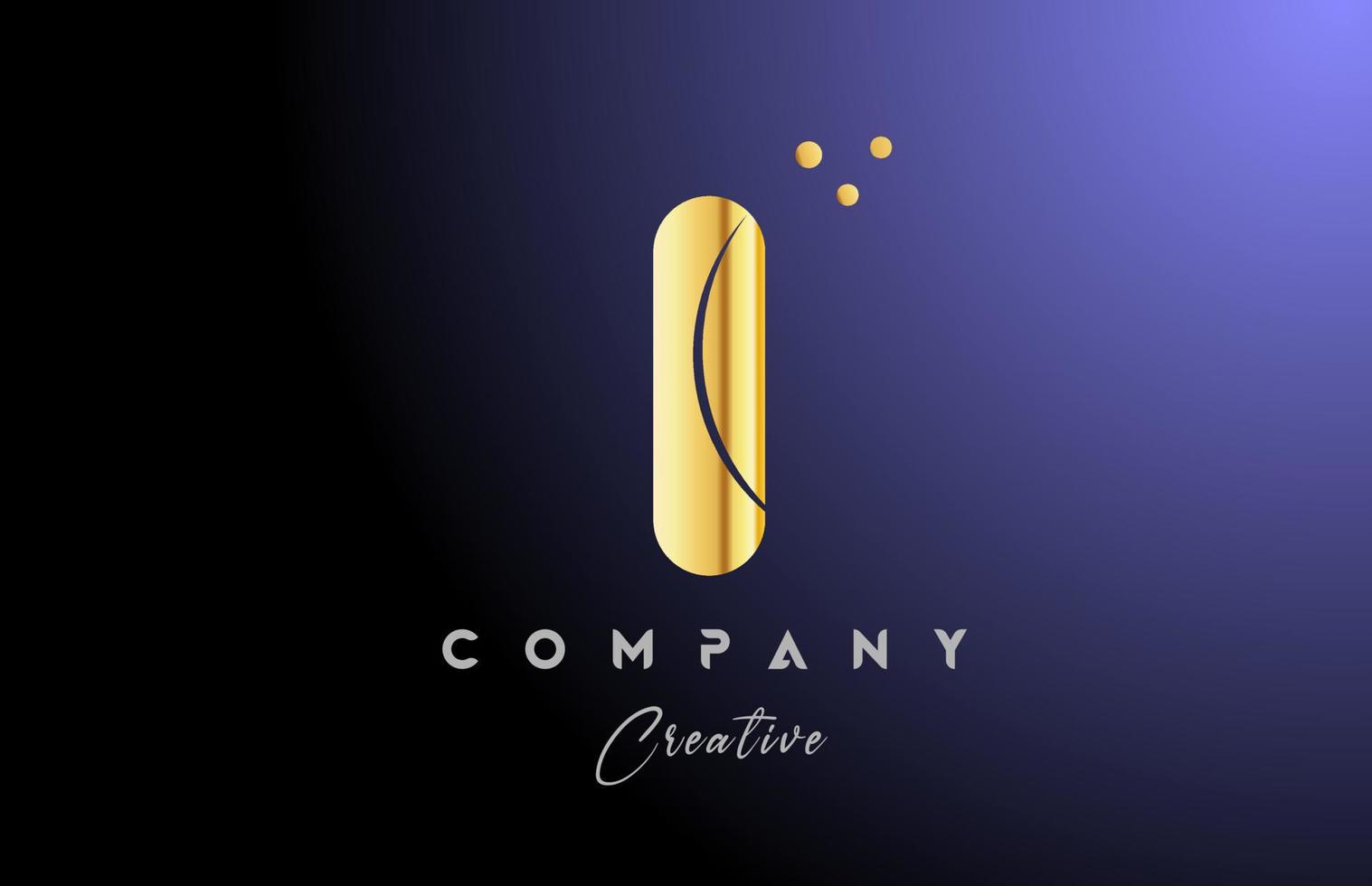 goud gouden ik alfabet brief logo icoon ontwerp. geel blauw kleur met stippen. creatief sjabloon voor bedrijf en bedrijf vector