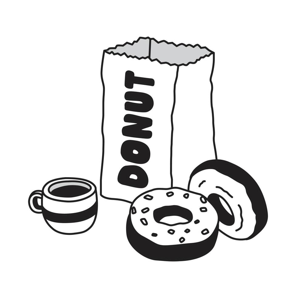 donut vector icoon koffie logo symbool tekenfilm illustratie tekening