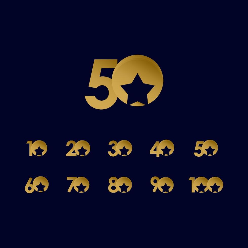 50 jaar verjaardag ster bal gouden viering instellen vectorillustratie sjabloon ontwerp vector