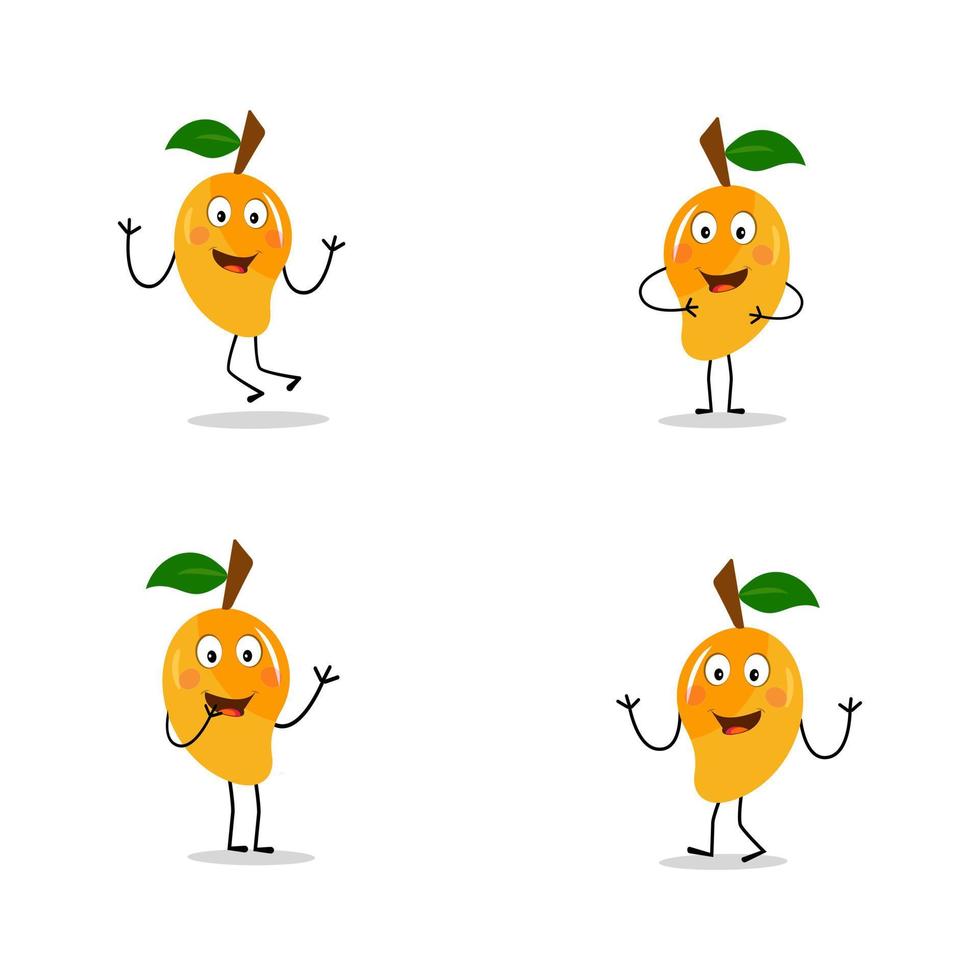 mango karakter ontwerp. kawaii mango tekens vector illustratie van schattig tekenfilm, gebruik hen net zo stickers, patronen, t-shirt ontwerpen, fruit logo, allemaal gedrukt media, tekenfilms, enz