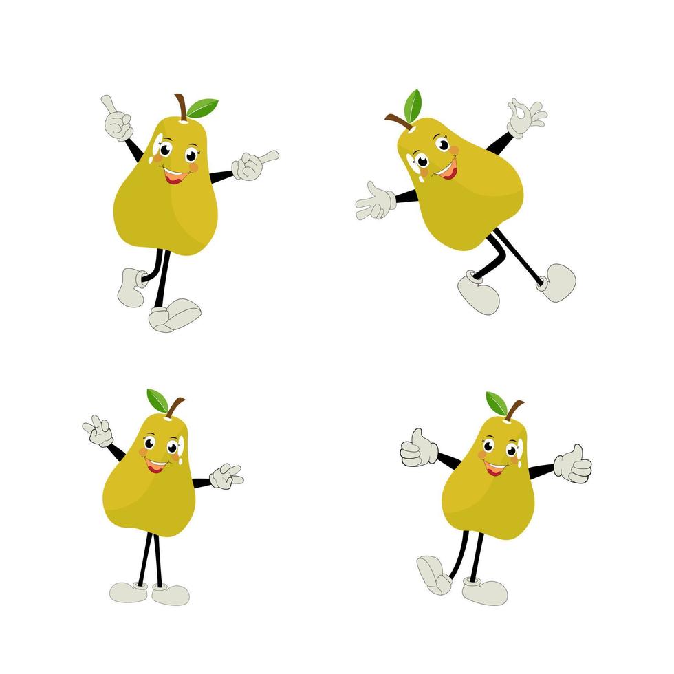 Peer fruit tekenfilm. schattig vector reeks van Peer fruit karakter in verschillend actie emotie. verzameling van Peer tekens in verschillend uitdrukkingen, grappig fruit mascotte.