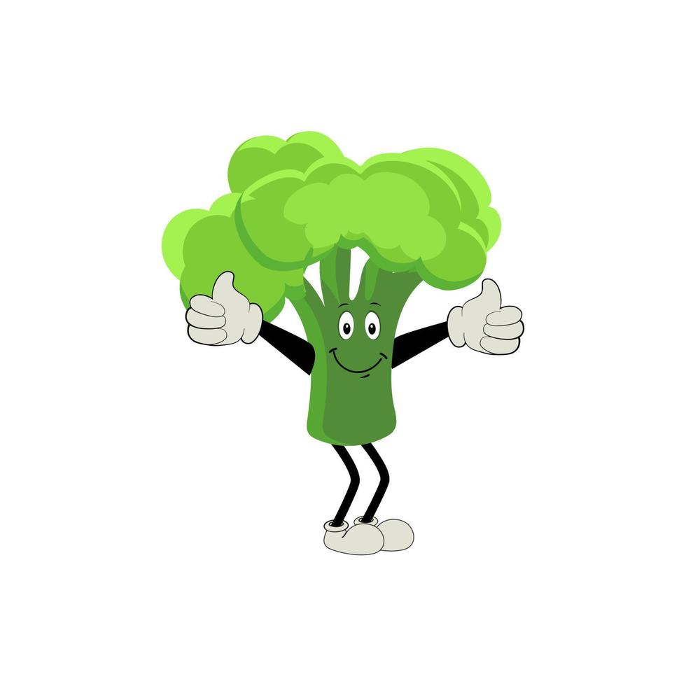 broccoli mascotte tekenfilm in vector. schattig gelukkig glimlachen broccoli groente reeks verzameling. vector vlak tekenfilm karakter illustratie icoon ontwerp. inhoud, Vrolijk, groen glimlach, vrolijk gezicht emotie.