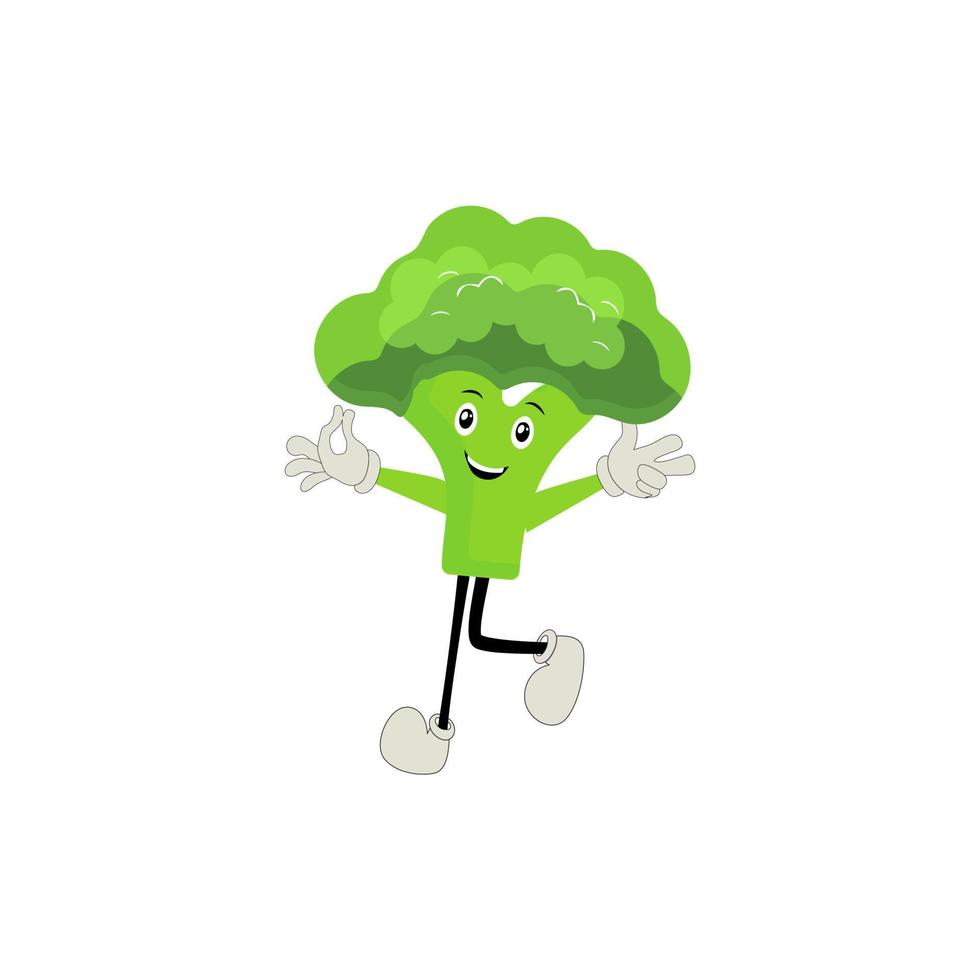 broccoli mascotte tekenfilm in vector. schattig gelukkig glimlachen broccoli groente reeks verzameling. vector vlak tekenfilm karakter illustratie icoon ontwerp. inhoud, Vrolijk, groen glimlach, vrolijk gezicht emotie.