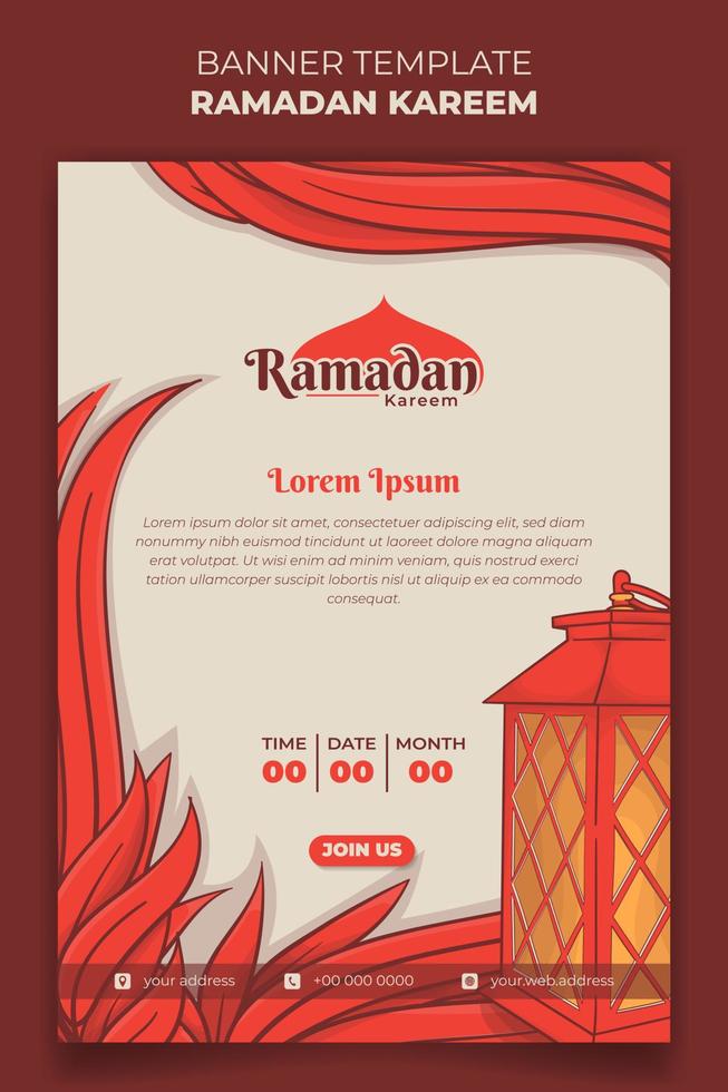 banier sjabloon voor Ramadan kareem ontwerp met lijn kunst van lantaarn ontwerp vector