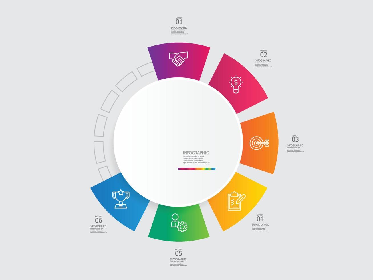 cirkel ronde stappen tijdlijn infographic element verslag doen van achtergrond vector