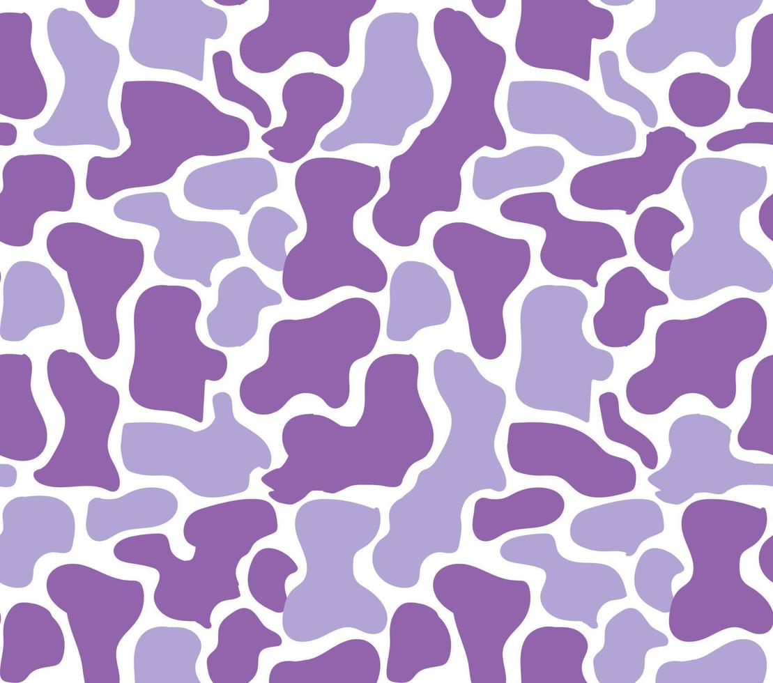 naadloos abstract koe patroon. gemakkelijk vector structuur - wit achtergrond met paars vormloos vlekken, dalmatiër afdrukken