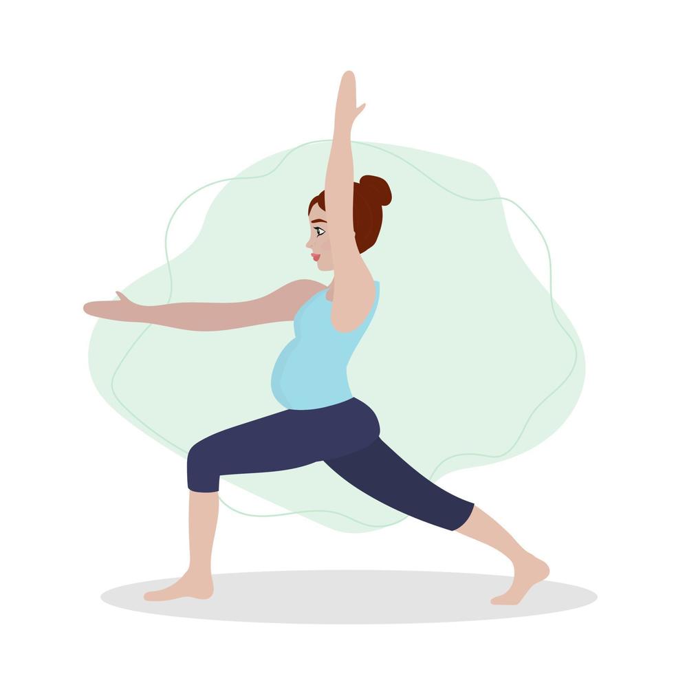 zwanger vrouw oefenen yoga. illustratie in vlak tekenfilm stijl, concept illustratie voor gezond levensstijl, sport, oefenen. vector