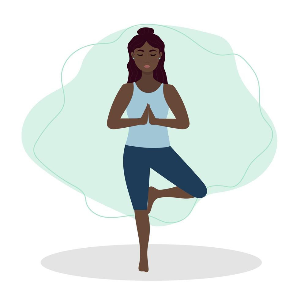 vrouw oefenen yoga. illustratie in vlak tekenfilm stijl, concept illustratie voor gezond levensstijl, sport, oefenen. vector