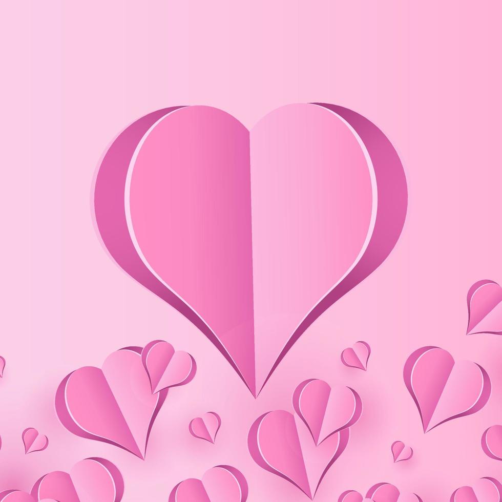 vakantie achtergrond ontwerp met groot hart. origami harten. vector symbolen van liefde voor gelukkig vrouwen, moeder dag, of verjaardag groet kaart. vector illustratie