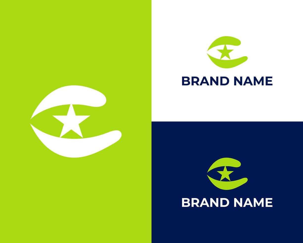 groen sterren logo gemakkelijk brief c vector