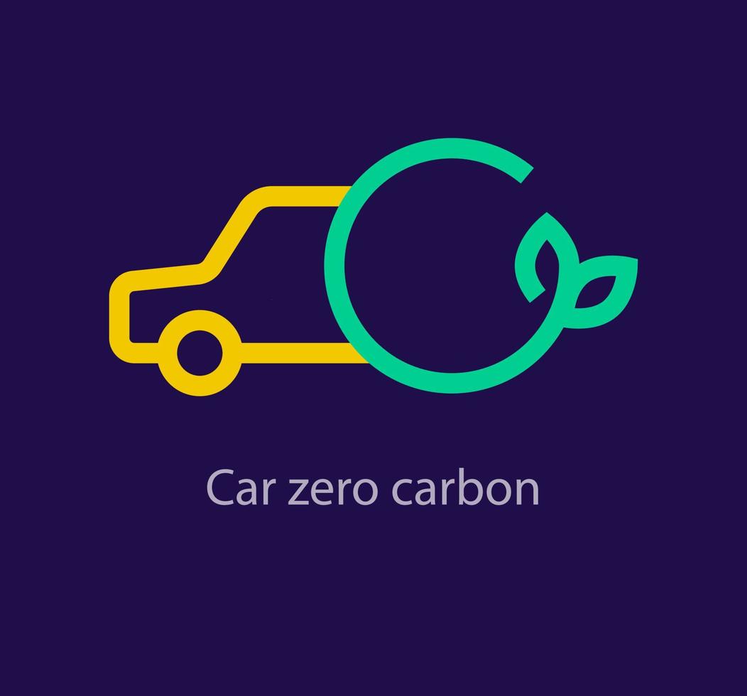 auto nul koolstof logo. uniek kleur overgangen. emissie vrij auto concept logo sjabloon. vector