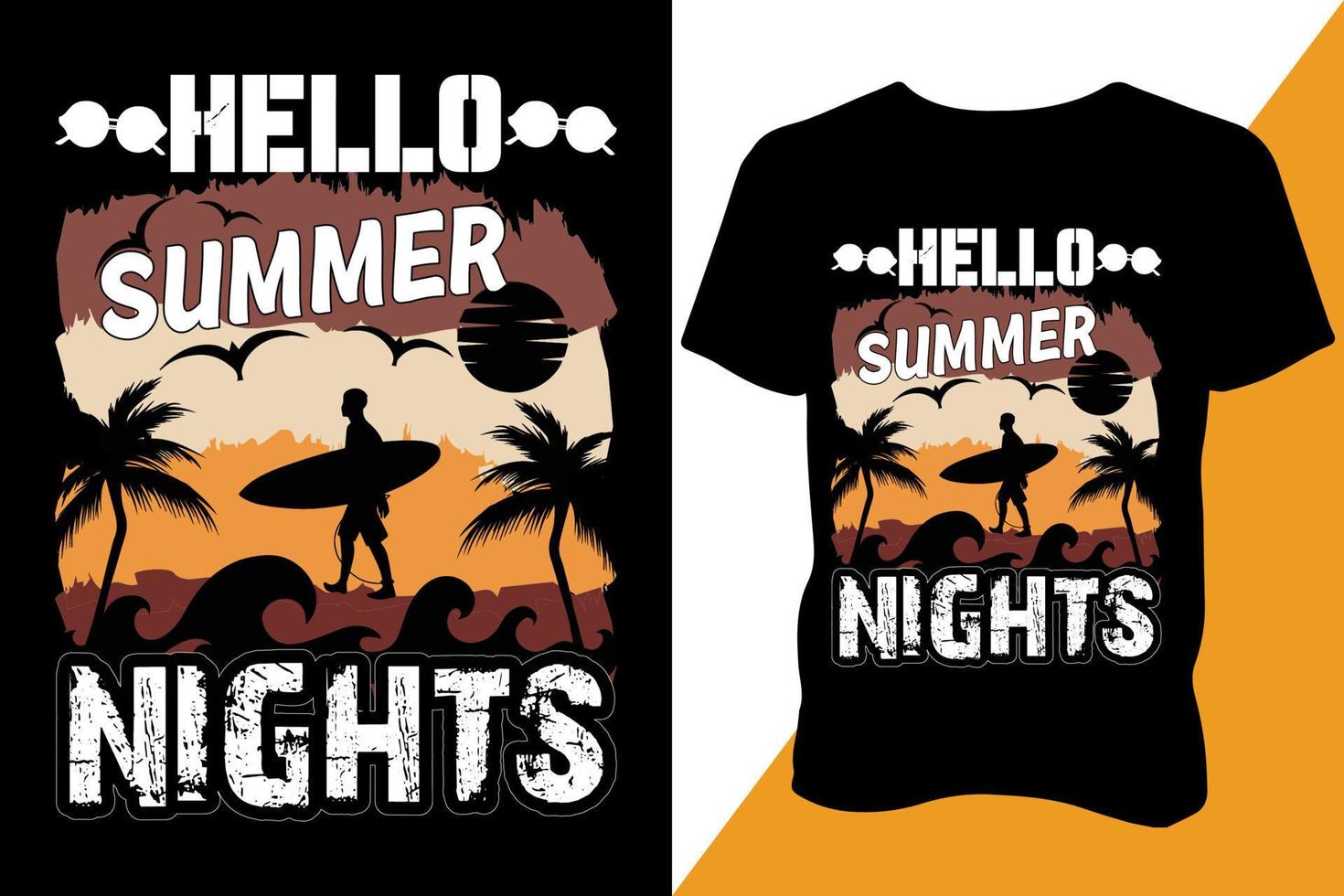 Hallo zomer nachten t-shirt ontwerp kleding typografie laatste ontwerp retro ontwerp modieus vector