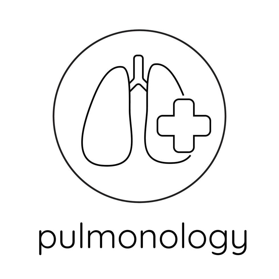lineair icoon pulmonologie, longen en medisch kruis vector