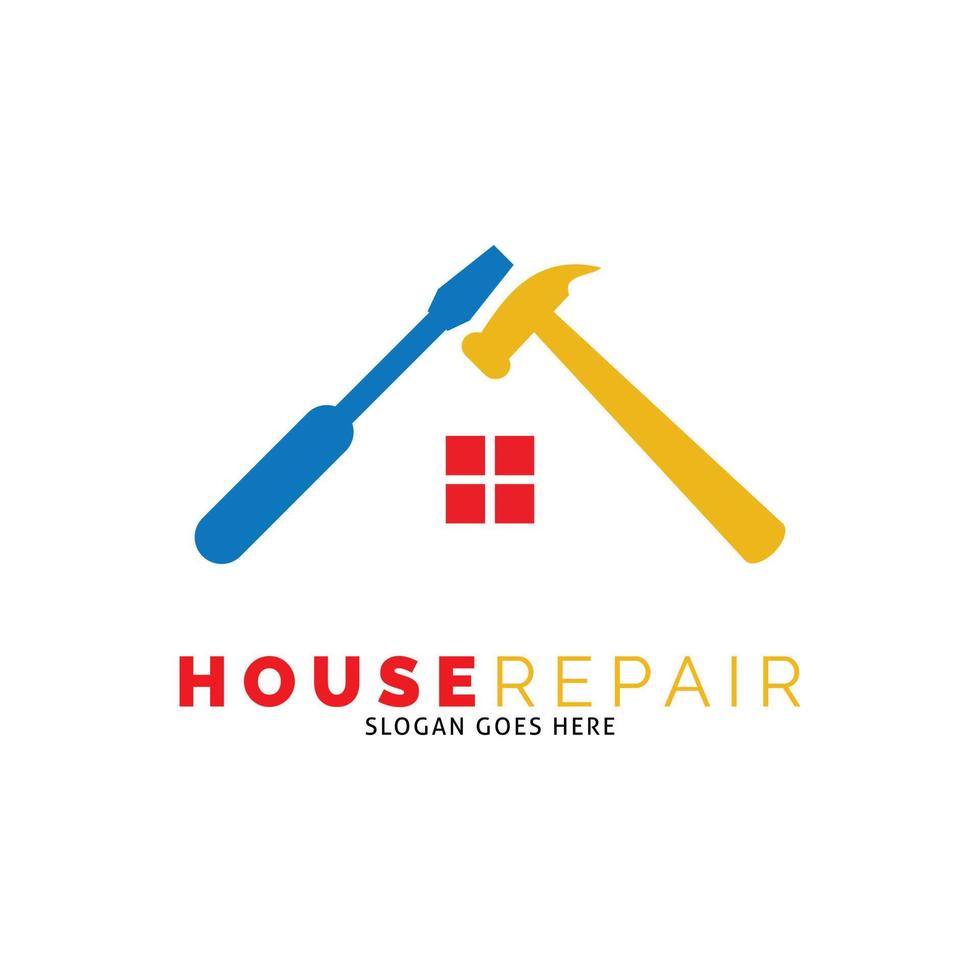 huis reparatie of huis vernieuwing icoon vector logo sjabloon illustratie ontwerp