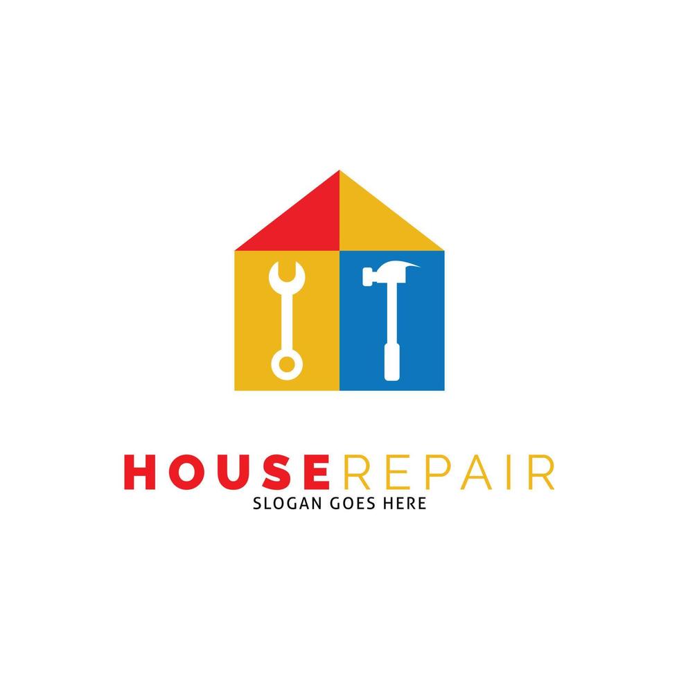 huis reparatie of huis vernieuwing icoon vector logo sjabloon illustratie ontwerp