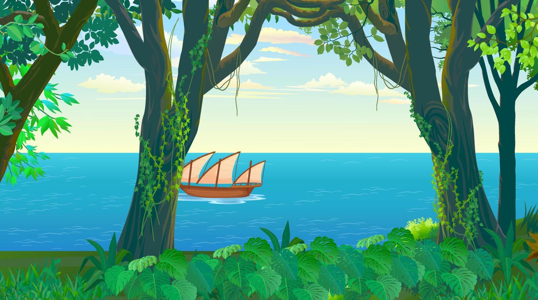 boot is rennen Aan de rivier- voor tekenfilm animatie. vector