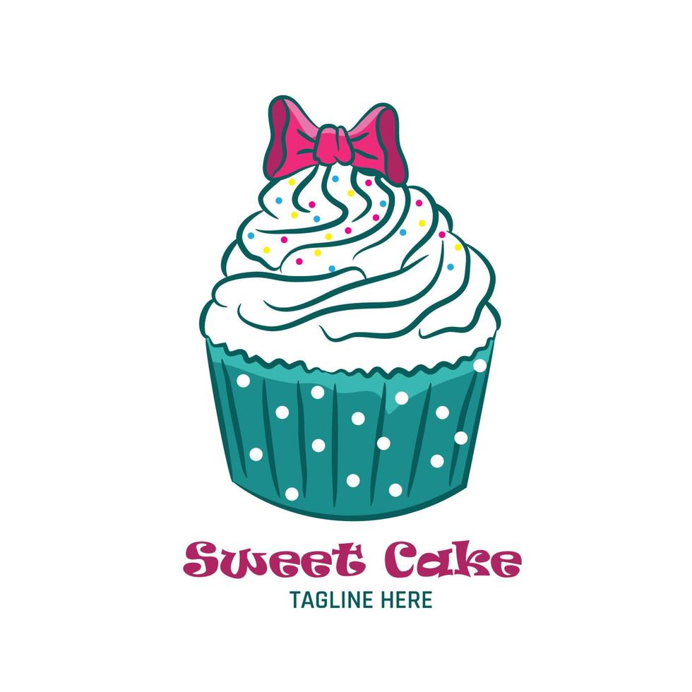 kop taart en muffin vector illustratie logo ontwerp, perfect voor bakkerij winkel logo ontwerp