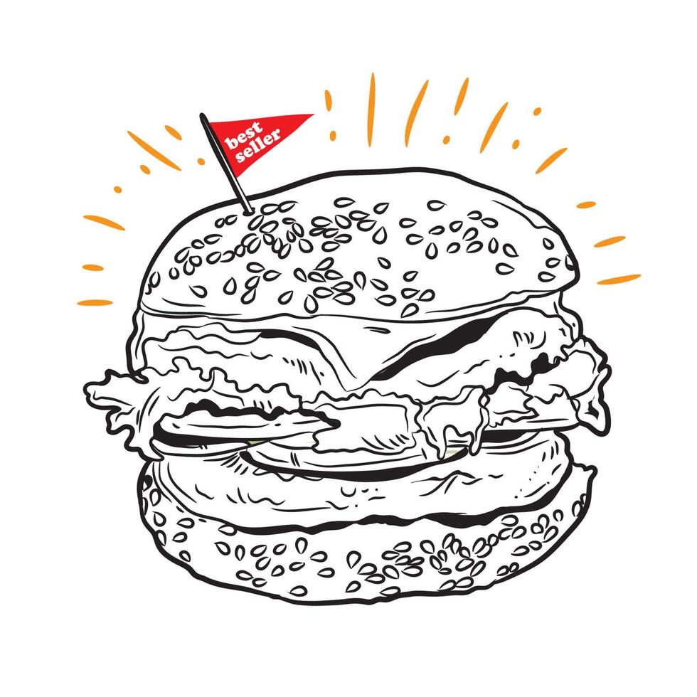 hamburger vector illustratie ontwerp, perfect voor cafe poster, t overhemd en muur decor ontwerp