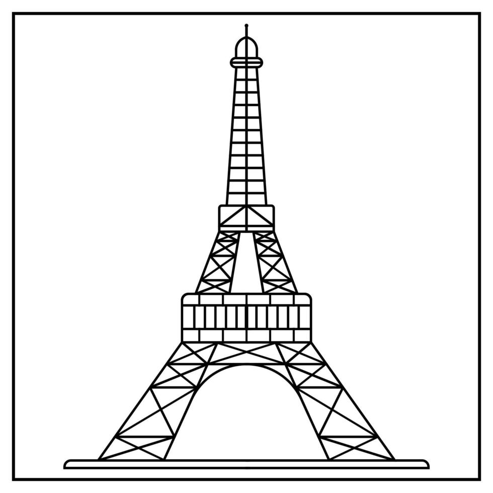 eiffel toren kleur Pagina's tekenfilm vector icoon illustratie eiffel toren kleur Pagina's