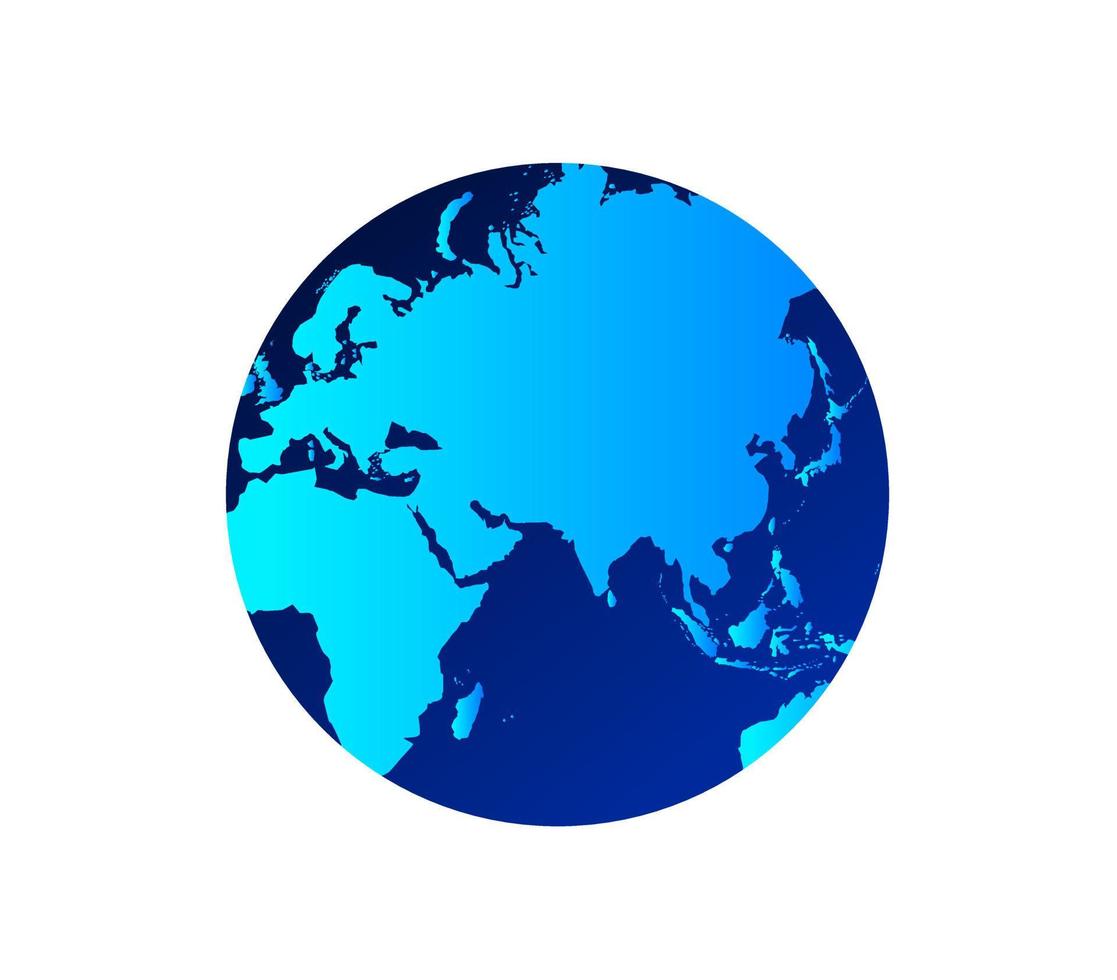 aarde wereldbol met blauw kleur vector illustratie. wereld wereldbol. wereld kaart in wereldbol vorm geven aan. aarde bollen vlak stijl.