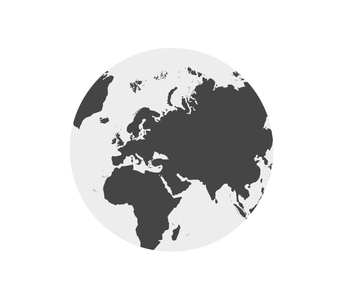 aarde wereldbol met wit en donker kleur vector illustratie. wereld wereldbol. wereld kaart in wereldbol vorm geven aan. aarde bollen vlak stijl.