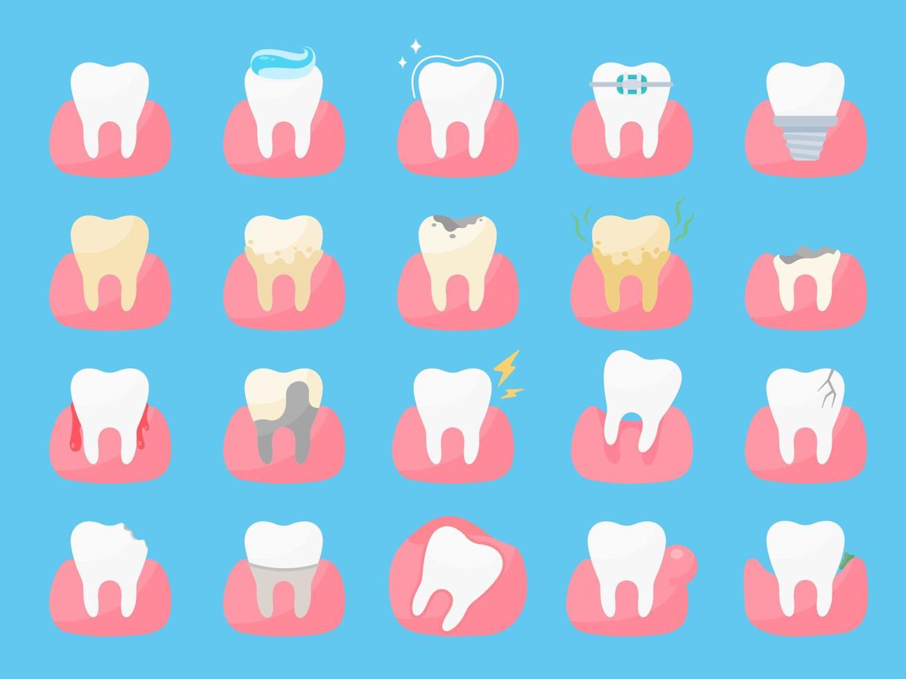tandheelkundig Gezondheid zorg oplossen de probleem van tand verval en gezwollen tandvlees in de mond. vector