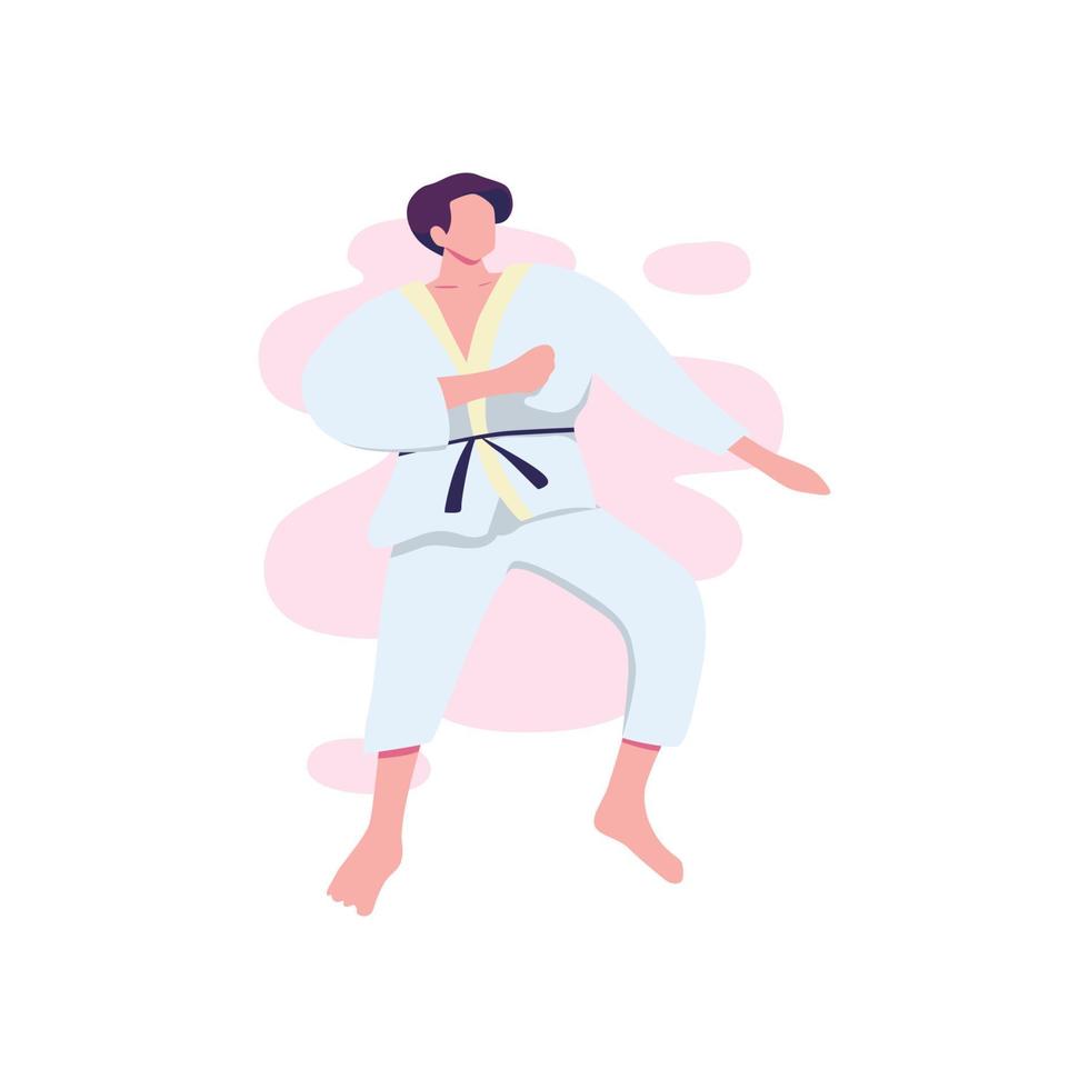 gelukkig Mens opleiding voor karate vlak stijl illustratie ontwerp.ai vector