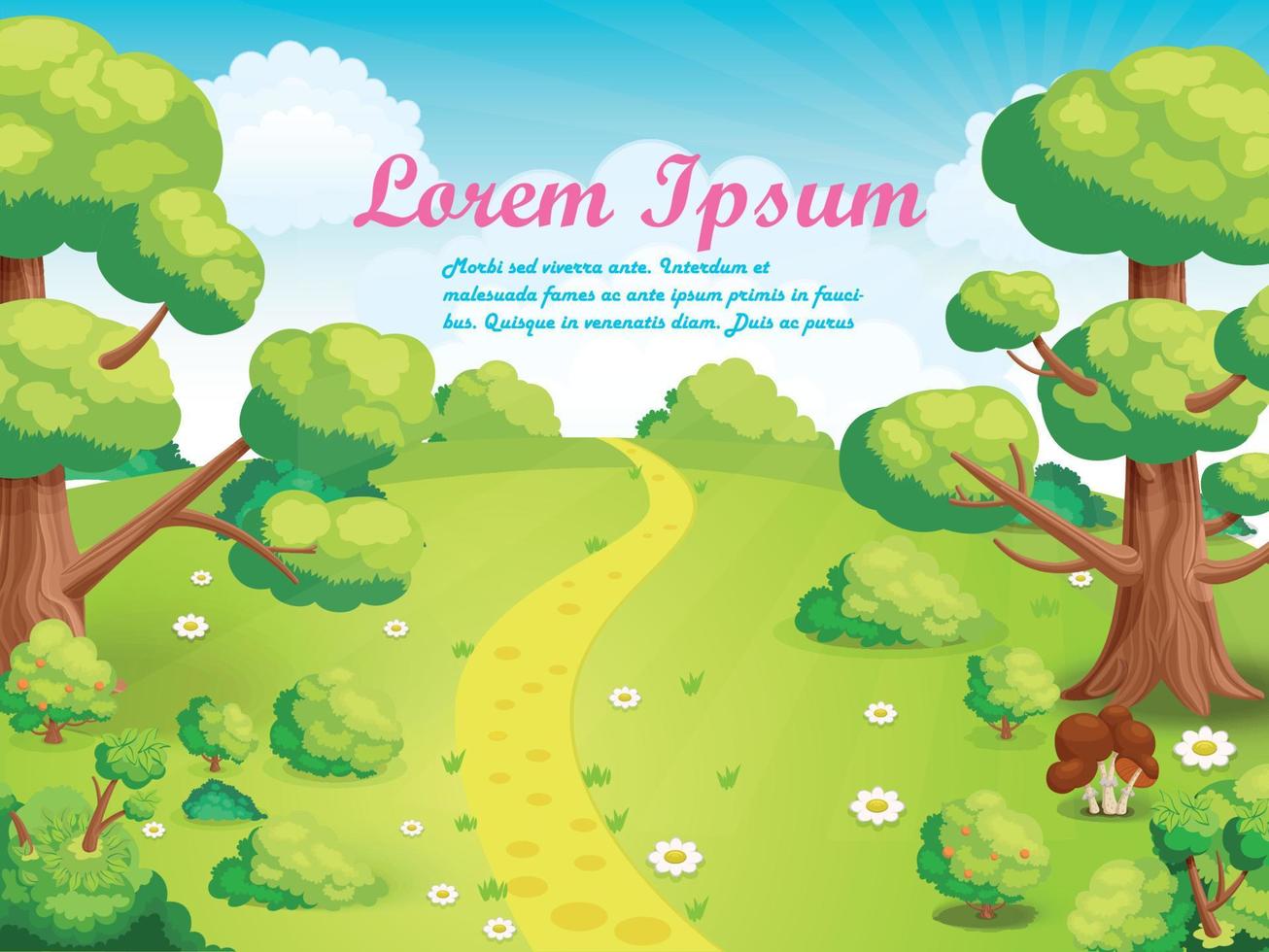 glade in de midden- van de park met de voetpad. vector illustratie