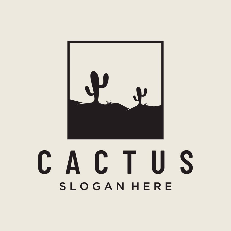 wijnoogst natuurlijk cactus boom fabriek logo sjabloon ontwerp, woestijn fabriek met bewerkbare vector illustratie.