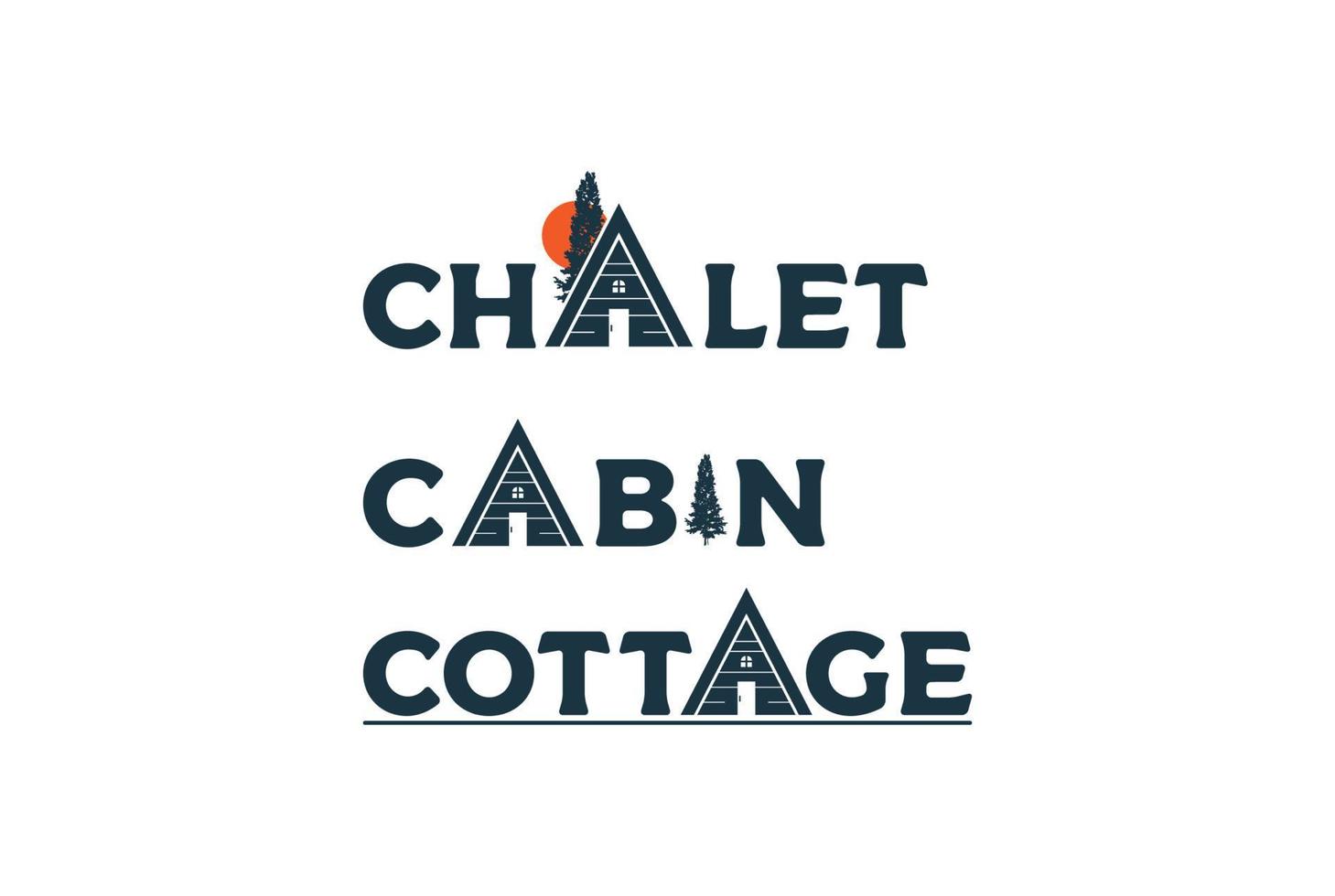 cabine chalet huisje tekst type doopvont woord logo voor buitenshuis avontuur vector