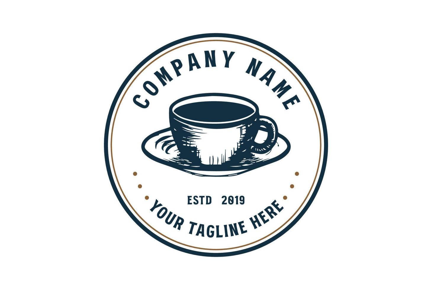 wijnoogst retro koffie mok kop insigne embleem etiket voor cafe logo vector