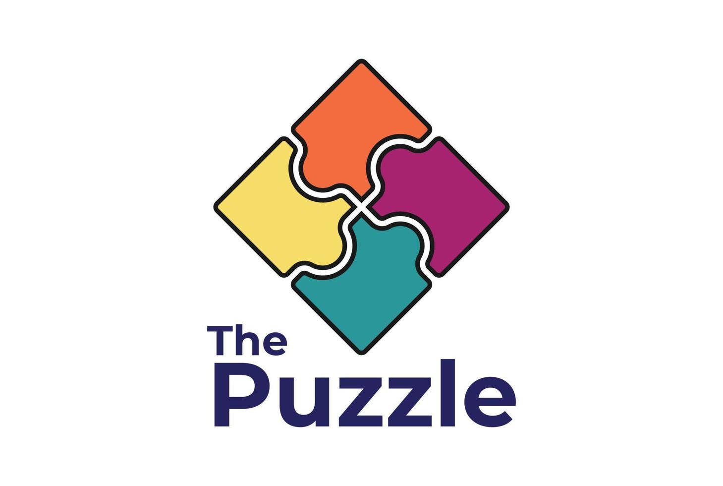 plein puzzel reeks logo ontwerp vector sjabloon