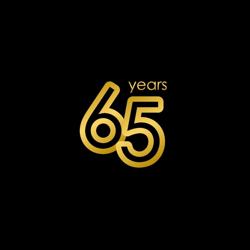 65 jaar jubileum elegante gouden viering vector sjabloon ontwerp illustratie