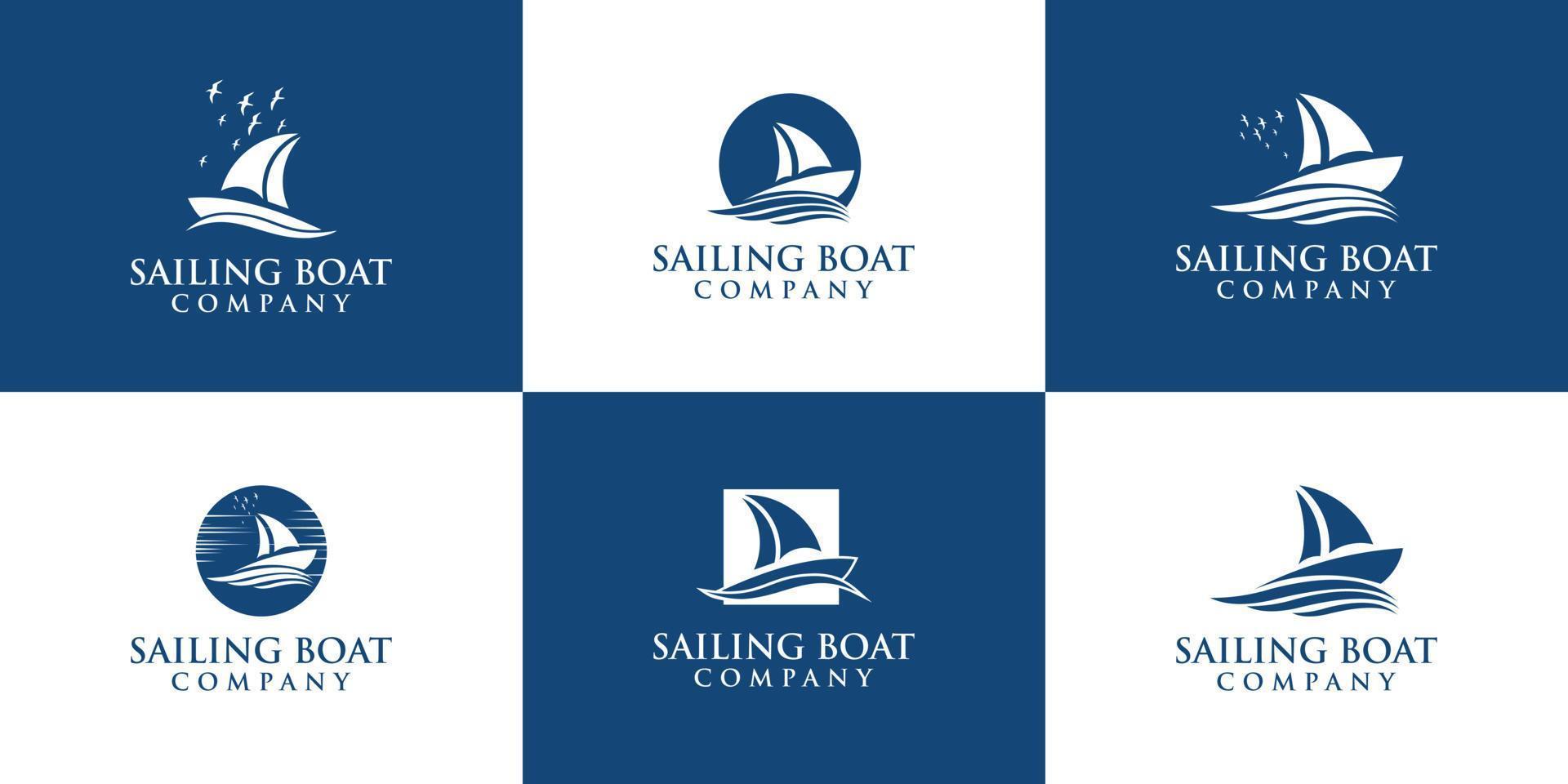 verzameling van het zeilen boot logos in abstract stijl vector