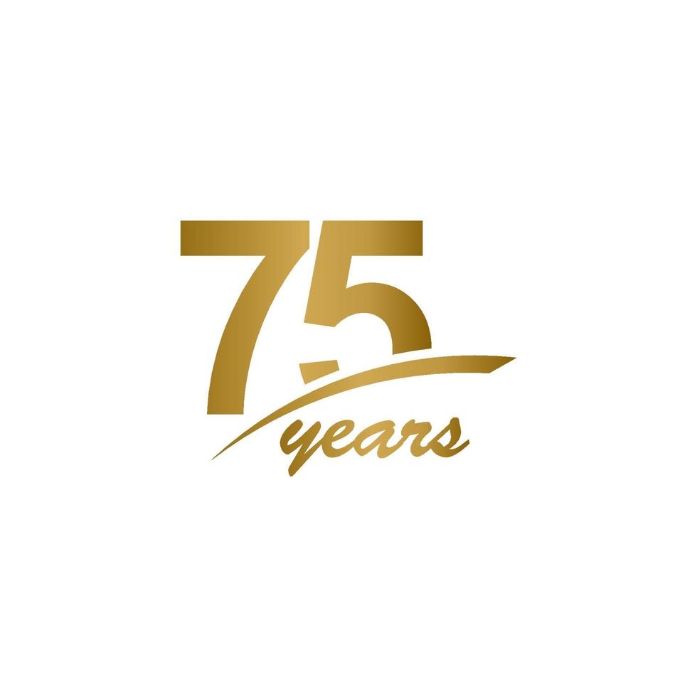 75 jaar verjaardag elegante gouden lijn viering vector sjabloon ontwerp illustratie