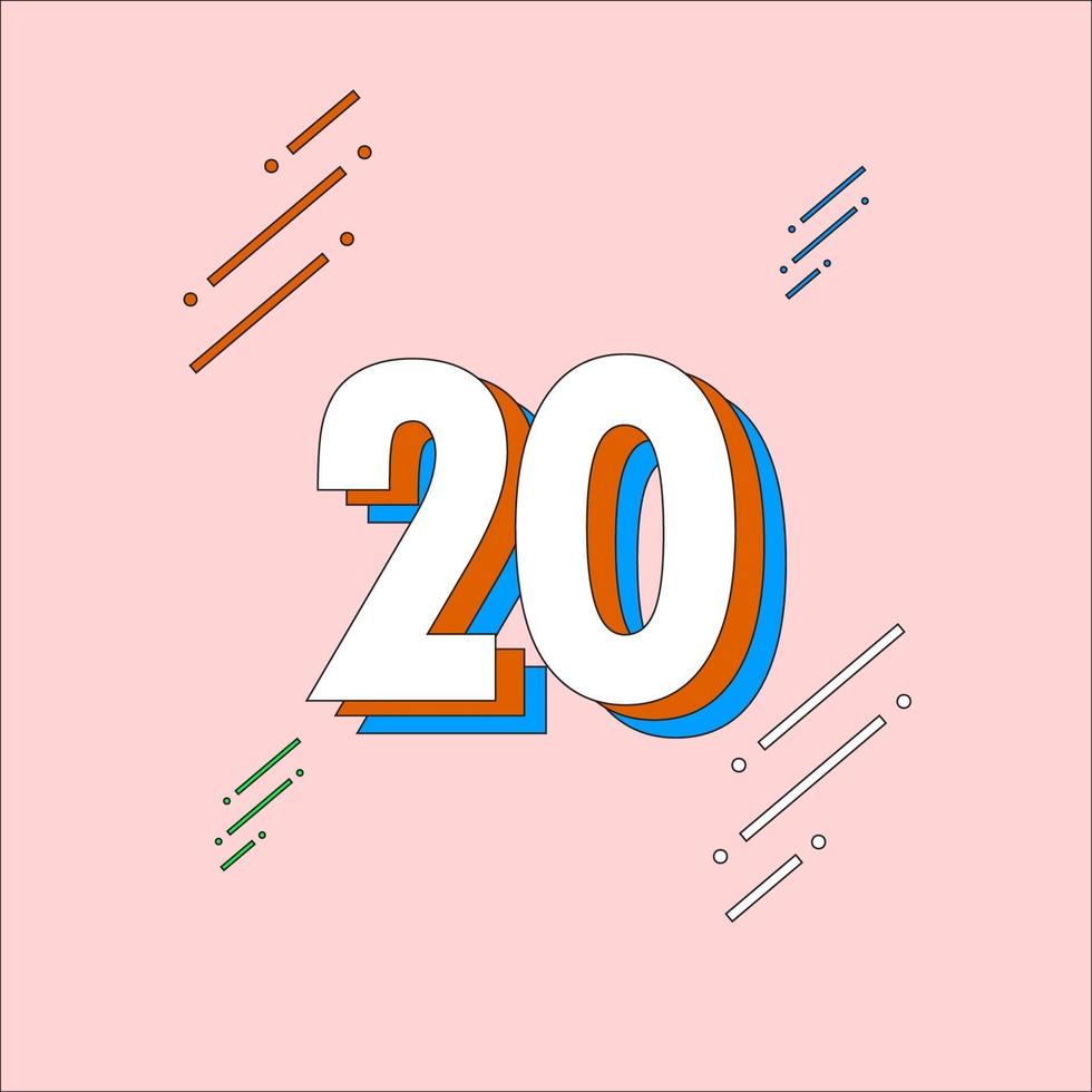 20 jaar verjaardag viering vector sjabloon ontwerp illustratie