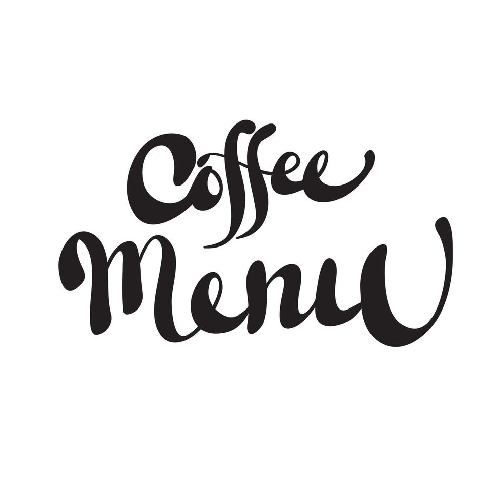 koffie menu. zwart en wit belettering vector