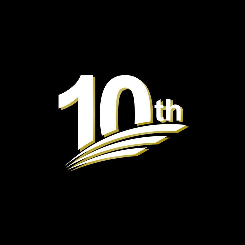 10e verjaardag elegante witte viering vector sjabloon ontwerp illustratie