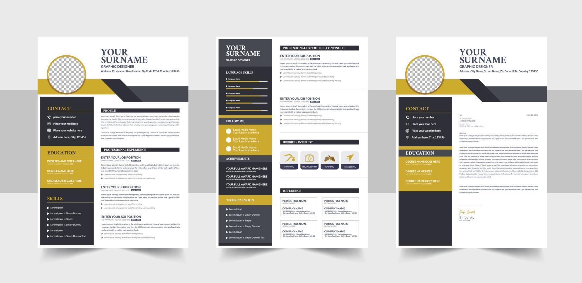 hervat sjabloon ontwerp voor zakelijke baan toepassingen, creatief CV hervat Sjablonen vector ontwerp Hoes brief baan toepassingen kleuren, CV ontwerp, multipurpose hervat ontwerp, en premie ontwerpen