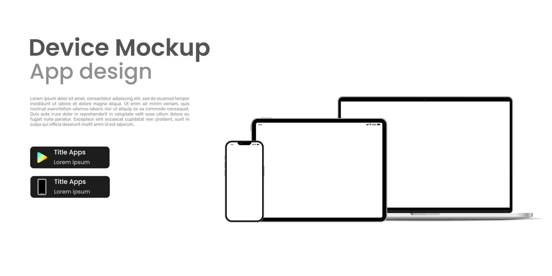 laptop tablet en smartphone mockup wit scherm Scherm voor website spandoek. vector illustratie.