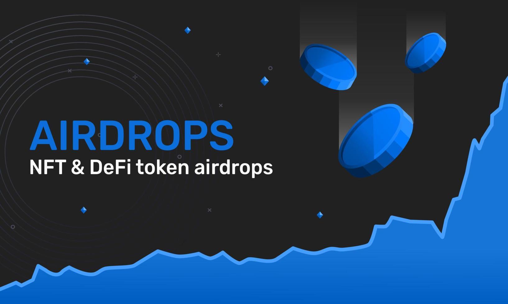 airdrop nft en blauw token cryptocurrencies met een altijd hoog. banier voor afzet luchtdruppels cryptovaluta. vector illustratie.