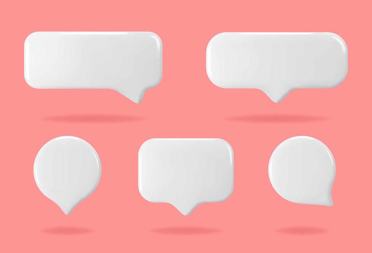 3d glanzend blanco wit toespraak bubbels geïsoleerd Aan roze achtergrond. chatten, bericht en dialoog symbool. vector