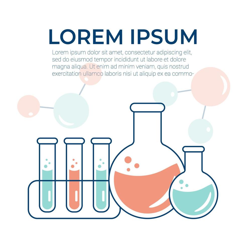 chemisch ervaring in de laboratorium. wetenschappelijk experiment, Onderzoek. vlak vector illustratie