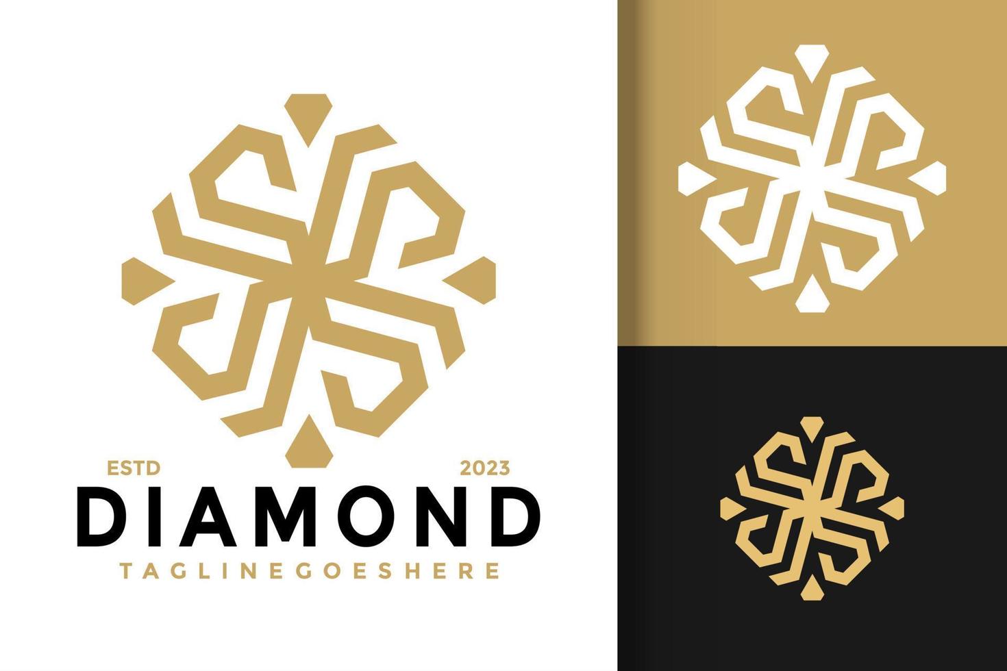 luxe diamant sier- logo vector icoon illustratie