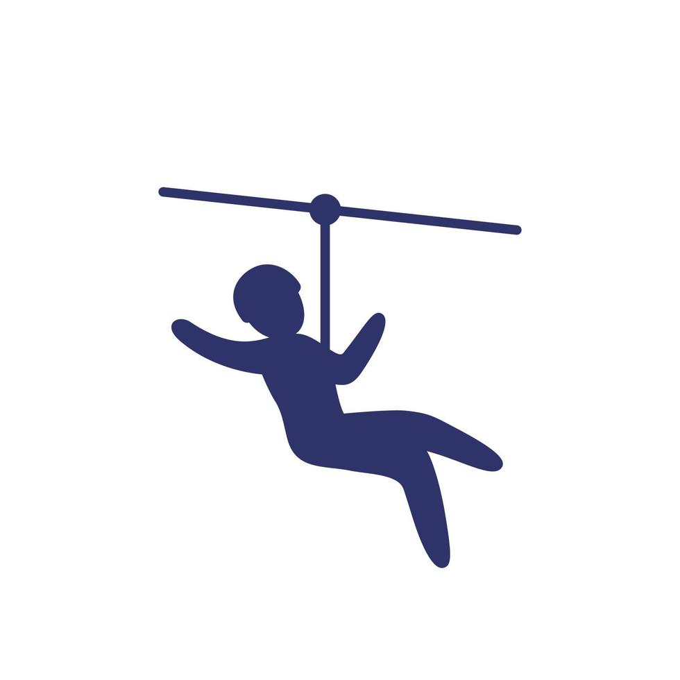 zip line pictogram op wit vector